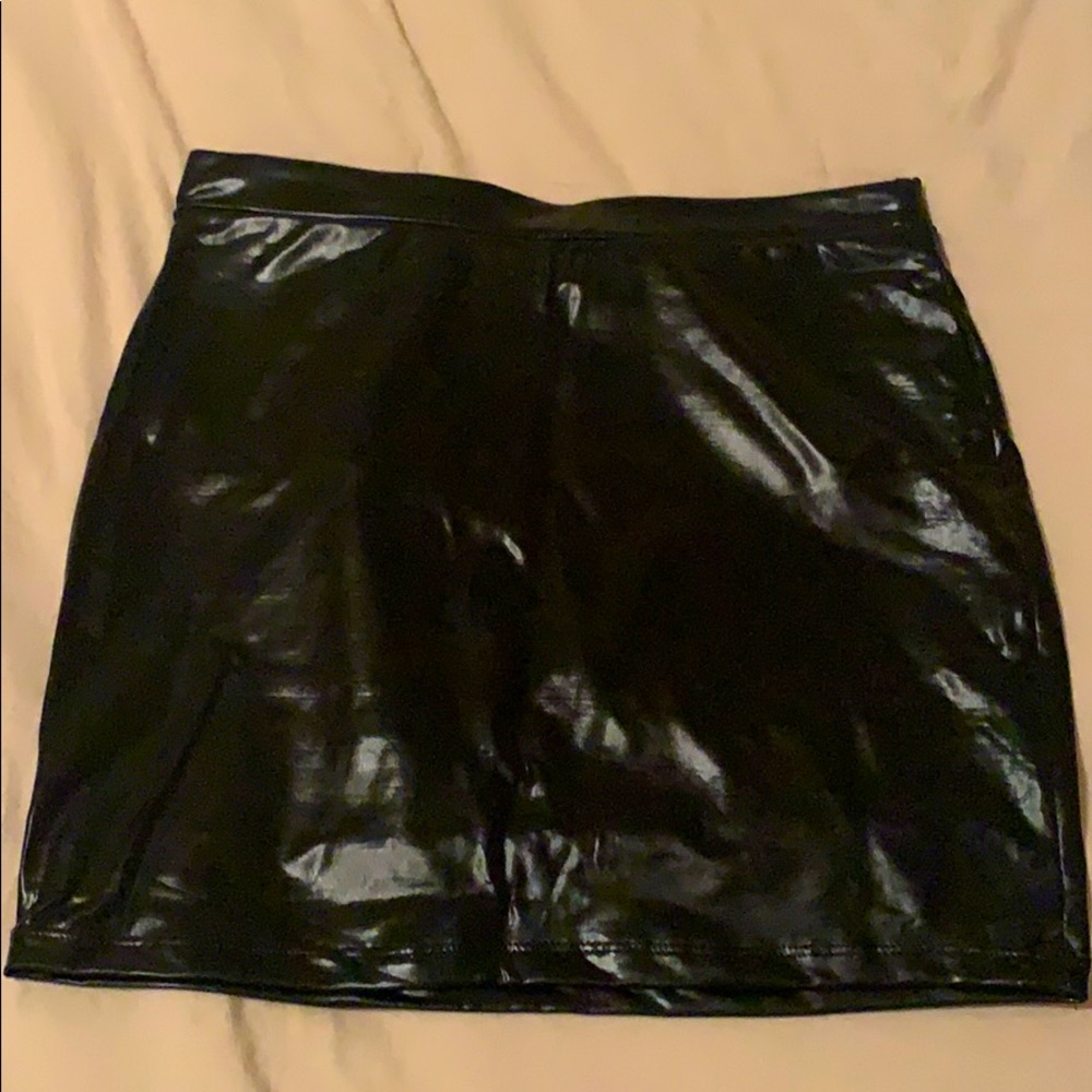 Black faux leather skirt